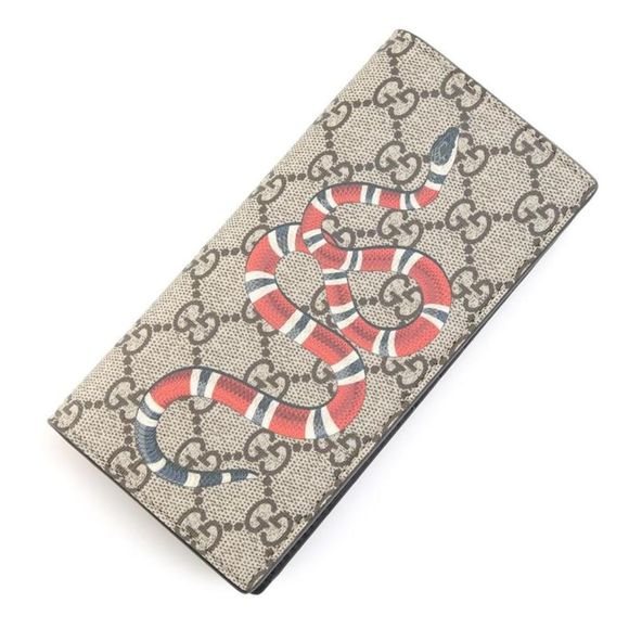 Gucci Long Wallet KINGSNAKE PRINT GG SUPREME LONG WALLET Beige - Picture 1 of 5